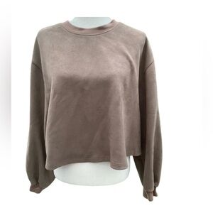 NWT Oat New York Women’s Faux Suede Balloon‎ Sleeve Top